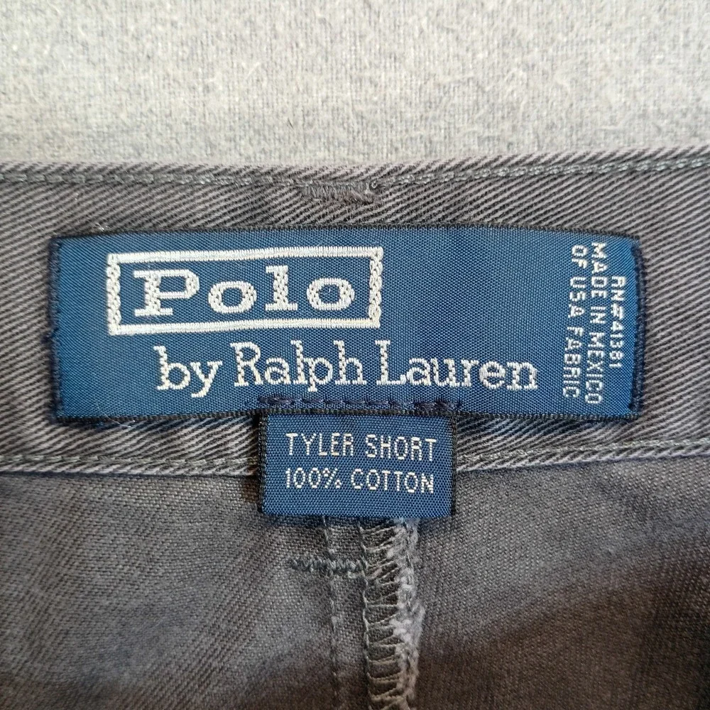 Vintage 90s Polo Ralph Lauren Mens 37 Gray Tyler Pleated Chino Shorts Classic